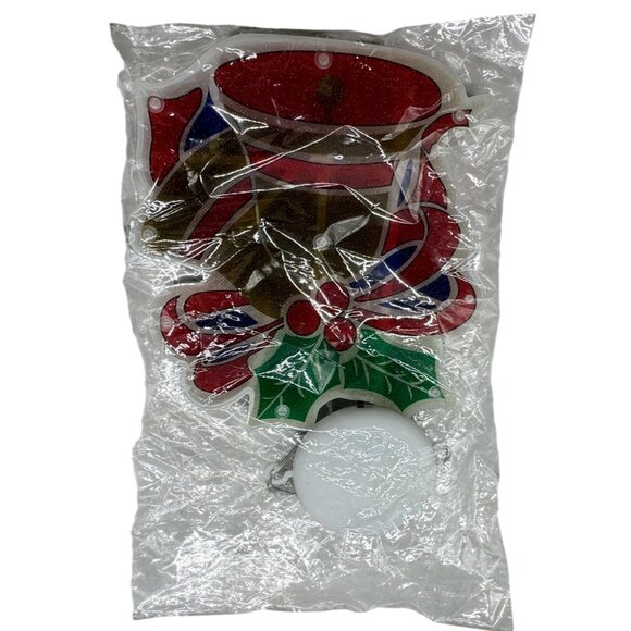 Christmas LED Light-Up Bell Pendant Decoration For Window With Holly Design READ - Picture 1 of 7